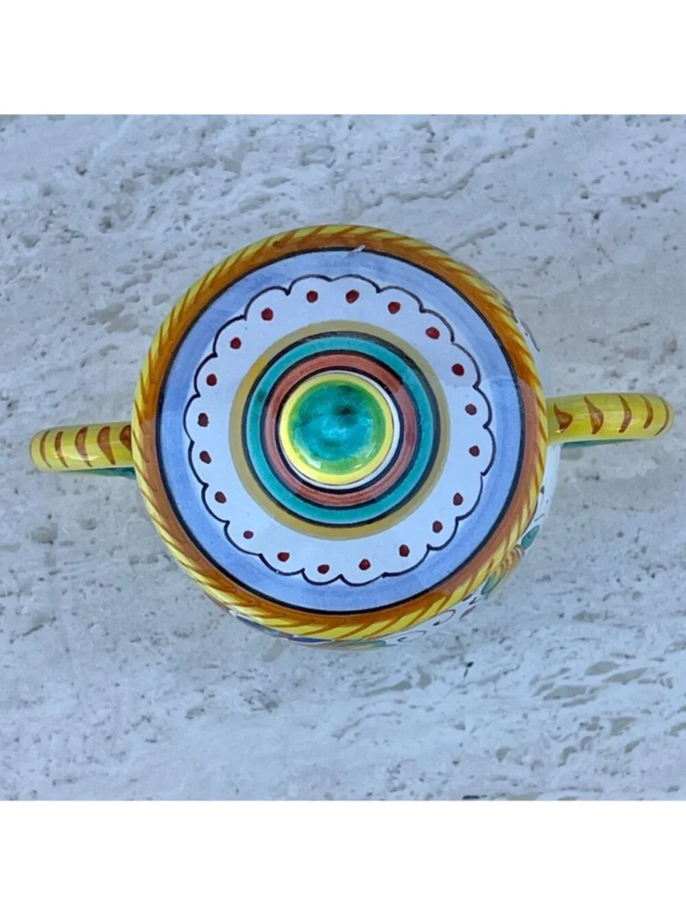 Signed S. Gimignano Hand-Painted Italy Sugar Bowl Creamer Tray Raphaellesco
